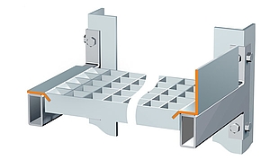 insteekprofiel met zekering rooster voor magazijn stellingen bazo staalbeheer roosters